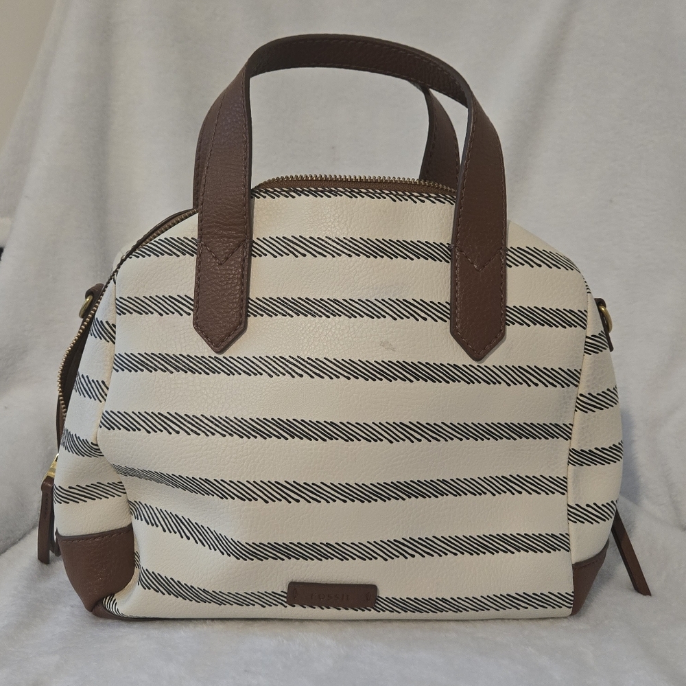 Fossil Brown and Cream Striped Women's Bag